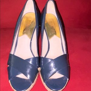 Michael Kors blue wedge platform shoes